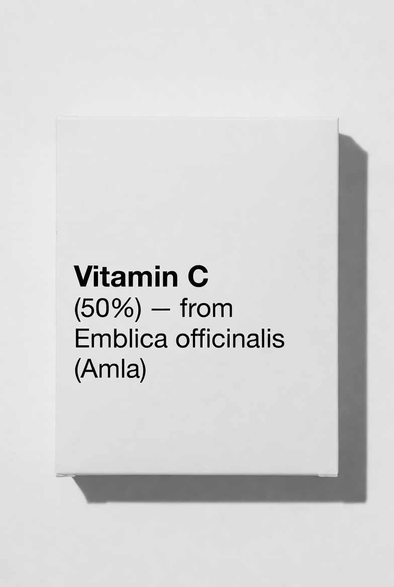 Vitamin C (50%) — from Emblica officinalis (Amla)