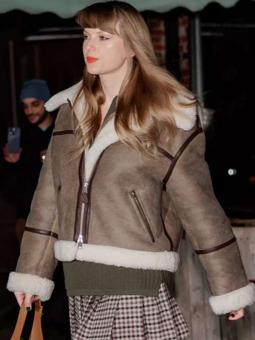 taylor swift shearling leather jacket