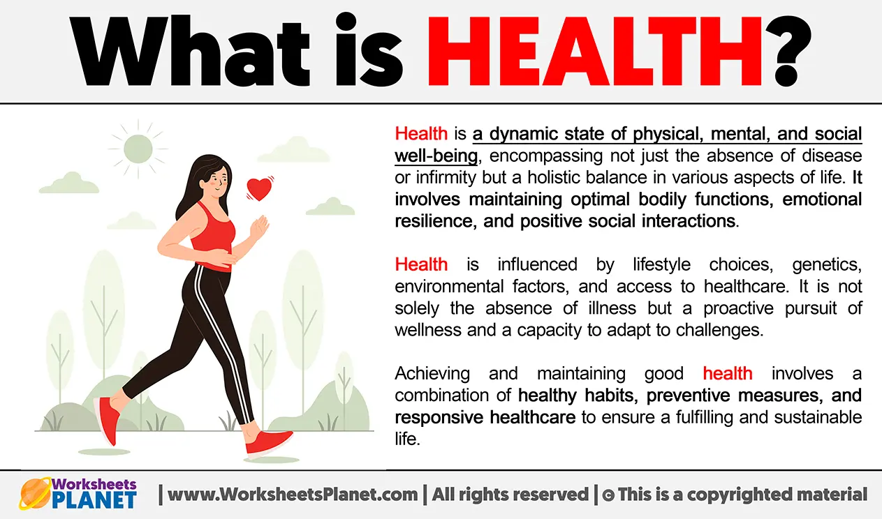 Graphic explaining health concepts with a woman jogging, used to illustrate how health science supports better quality of life