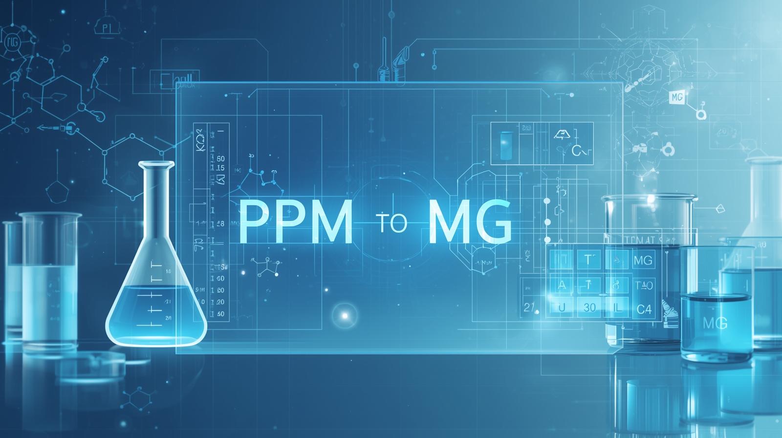 Unlock Accurate Conversions: How to Easily Convert PPM to MG a clean, modern scientific themed illustration showing a digital chemistry conversion interface for “ppm to mg.” include laboratory elements such as beakers, water samples, molecular structures, and concent