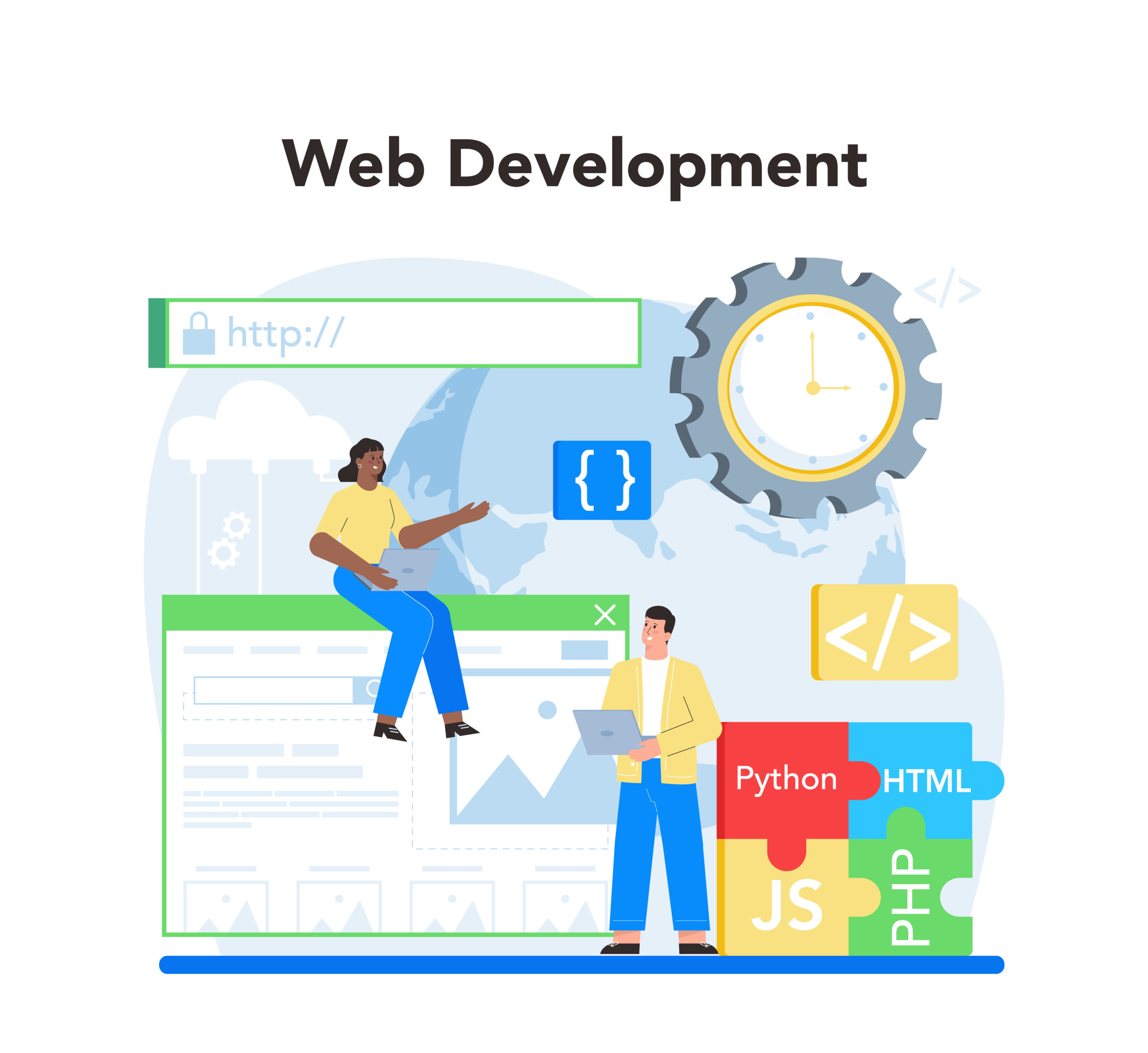 Web Development Best Practices for Speed, Security, and SEO web development concept. website optimization and web page interface