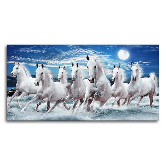 Seven Running Horses Canvas Painting by Glexy Lights – Ignite Prosperity